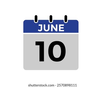 June 10 - Daily Calendar Icon with day of month
