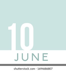 June 10th Minimal Calendar Neutral Color. Vector illustration