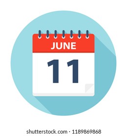 June 11 - Calendar Icon - Vector Illustration