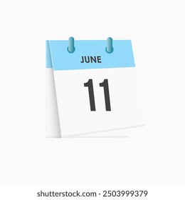 June 11 - calendar and Time planner. Daily Calendar Icon reminder. Vector Illustration.