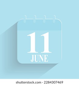 June 11 Daily Calendar Icon Date And Time Day Month Holiday Flat Designed Vector Illustration