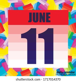 Icono del 11 de junio. Para planificar un día importante. Cartel para fiestas y días especiales. 11 de junio. Ilustración vectorial.