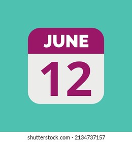 June 12 Calendar Date Icon