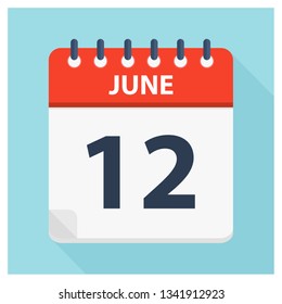 June 12 - Calendar Icon - Calendar design template - Business vector illustration.