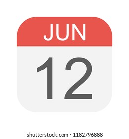 June 12 - Calendar Icon - Vector Illustration