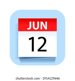 June 12. Calendar Icon. Vector Illustration.