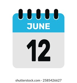 june 12 calendar icon Vector page month design