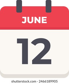 June 12 - Daily Calendar Icon in flat design style