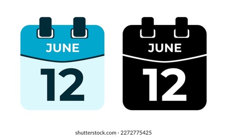 June 12 flat daily spiral calendar icon date vector image in matching color scheme. Suitable and perfect for design material, such as event or reminder. The best editable graphic resources.