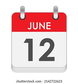 JUNE 12. A leaf of the flip calendar with the date of JUNE 12. Flat style.