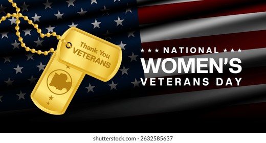 June 12 is National Womens Veterans Day. Suitable for posters, banners and social media. Black background. 