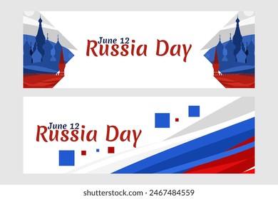 12 de junio, Día de Rusia. Feliz Día de la Ilustración vectorial Rusa. Adecuado para tarjeta de felicitación, póster y Anuncio