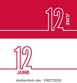 June  12. Set of vector template banners for calendar, event date.