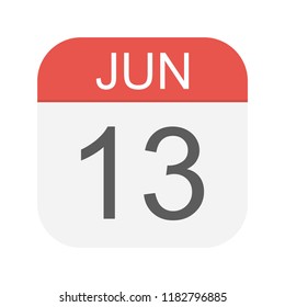 June 13 - Calendar Icon - Vector Illustration