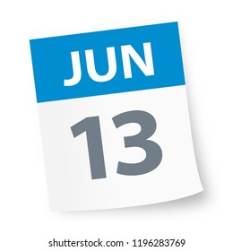 June 13 - Calendar Icon - Vector Illustration