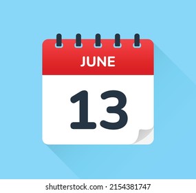 June 13 - Calendar icon. Vector illustration