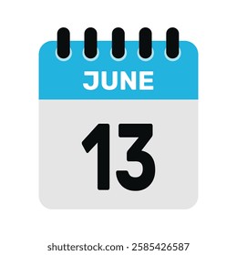 june 13 calendar icon Vector page month design