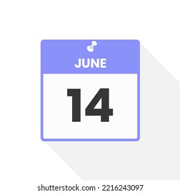 June 14 calendar icon. Date,  Month calendar icon vector illustration