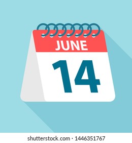 June 14 - Calendar Icon - Vector Illustration