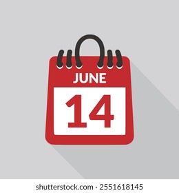 June 14 Calendar icon vector illustration.