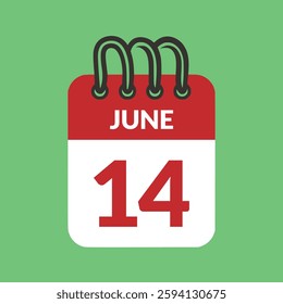 June 14 Calendar icon vector illustration.