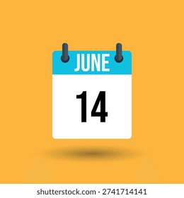 June 14 calendar page date number 14