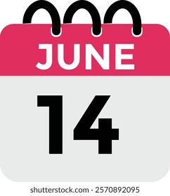 June 14 - Daily Calendar Icon with day of month
