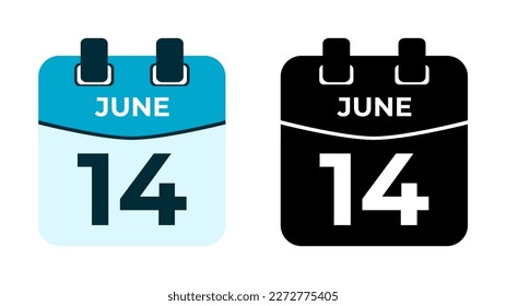 June 14 flat daily spiral calendar icon date vector image in matching color scheme. Suitable and perfect for design material, such as event or reminder. The best editable graphic resources.