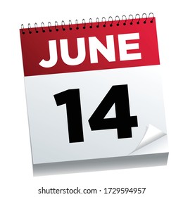 June 14th on a calendar page - illustrated.