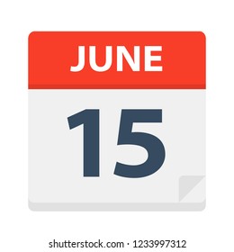 June 15 - Calendar Icon - Vector Illustration