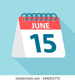 June 15 - Calendar Icon - Vector Illustration