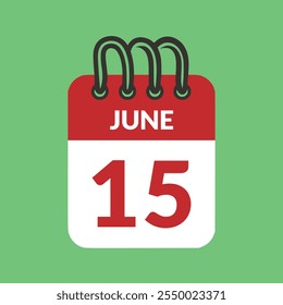 June 15 Calendar icon vector illustration.