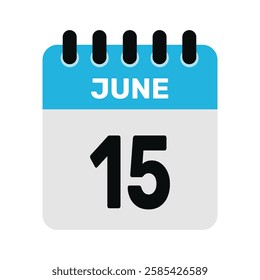 june 15 calendar icon Vector page month design