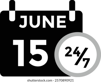 June 15 - Daily Calendar Icon with day of month
