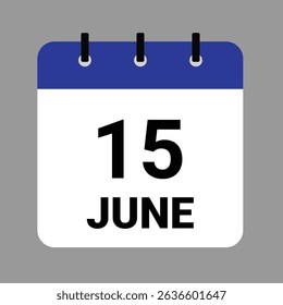 JUNE 15 - Daily Calendar Icon - White Background