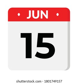 June 15 flat style calendar icon