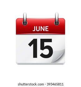 June  15. Vector flat daily calendar icon. Date and time, day, month. Holiday.