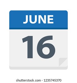 June 16 - Calendar Icon - Vector Illustration