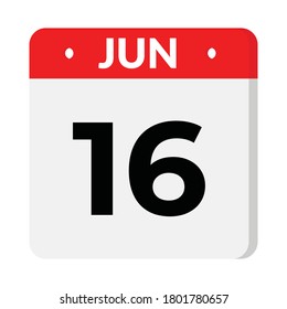 June 16 calendar icon, vector illustration.