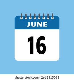 june 16 calendar icon Vector page month design
