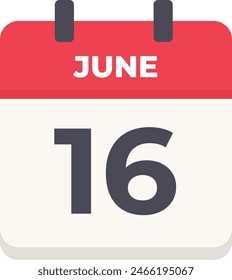 June 16 - Daily Calendar Icon in flat design style