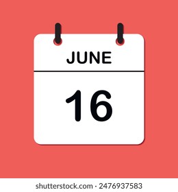 June 16. Daily Calendar icon for design. Simple design for business brochure, flyer, print media, advertisement. Easily editable.