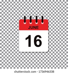 June 16th calendar day of month. Vector illustration.