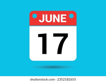 17 de junio Fecha del calendario Icono plano Día 17 Ilustración vectorial
