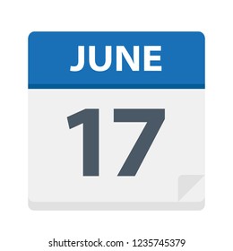 June 17 - Calendar Icon - Vector Illustration