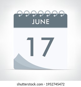 June 17 - Calendar Icon - Vector Illustration. Gray calendar.