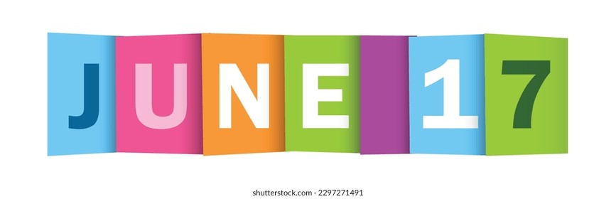 JUNE 17 colorful vector typography banner