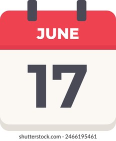 June 17 - Daily Calendar Icon in flat design style