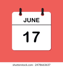 June 17. Daily Calendar icon for design. Simple design for business brochure, flyer, print media, advertisement. Easily editable.