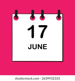 June 17. Daily Calendar icon for design. Simple design for business brochure, flyer, print media, advertisement. Easily editable.